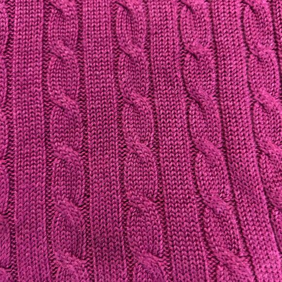 Lauren Ralph Lauren Mulberry Purple Full Zip Cotton Cable Cardigan Sweater Sz XL - Picture 9 of 13